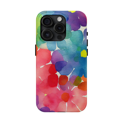 Rainbow Bloom Watercolor iPhone Case – Slim Design, Glossy Finish