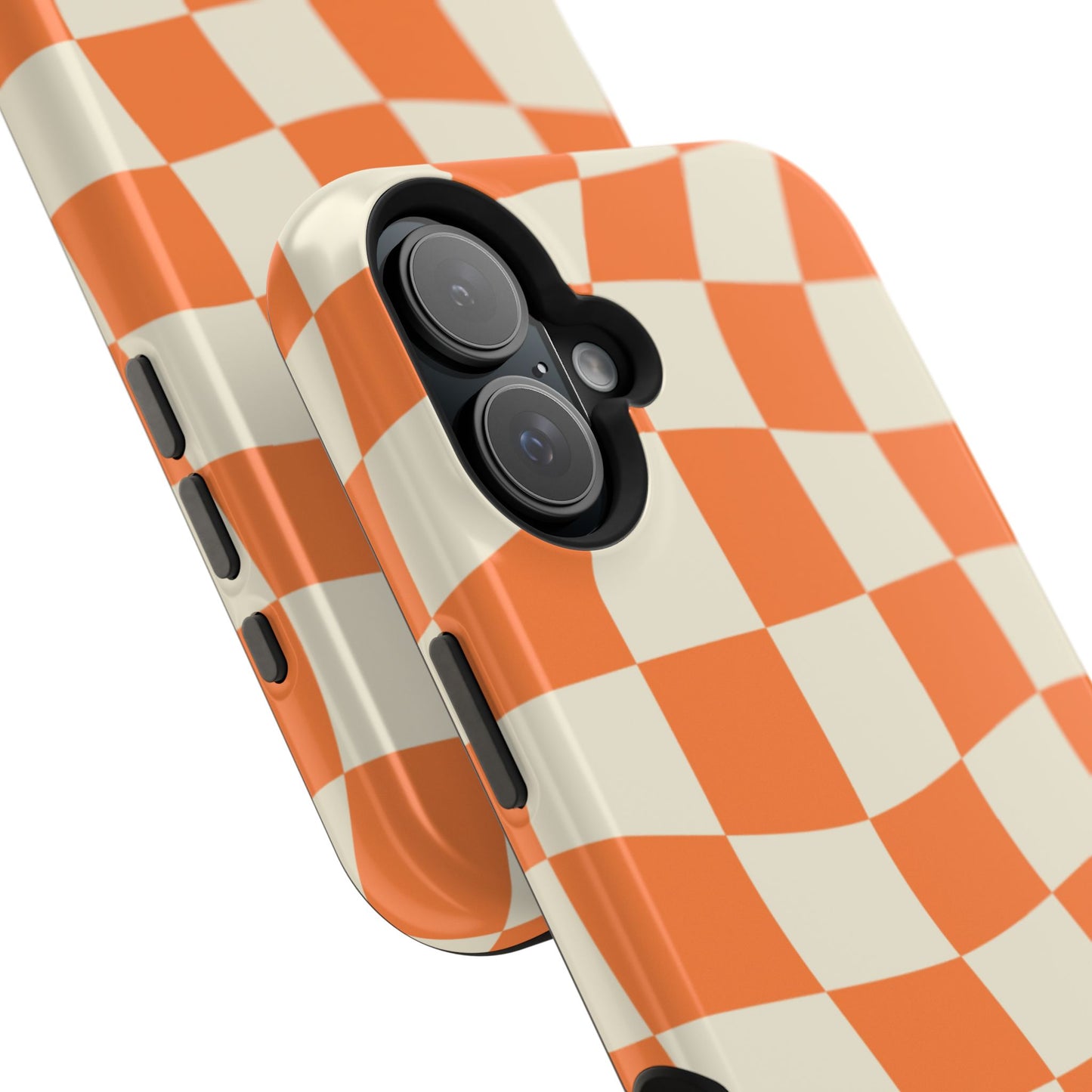 Wavy Retro Checkerboard MagSafe iPhone Case – Shockproof, Matte Finish, Dual-Layer Protection