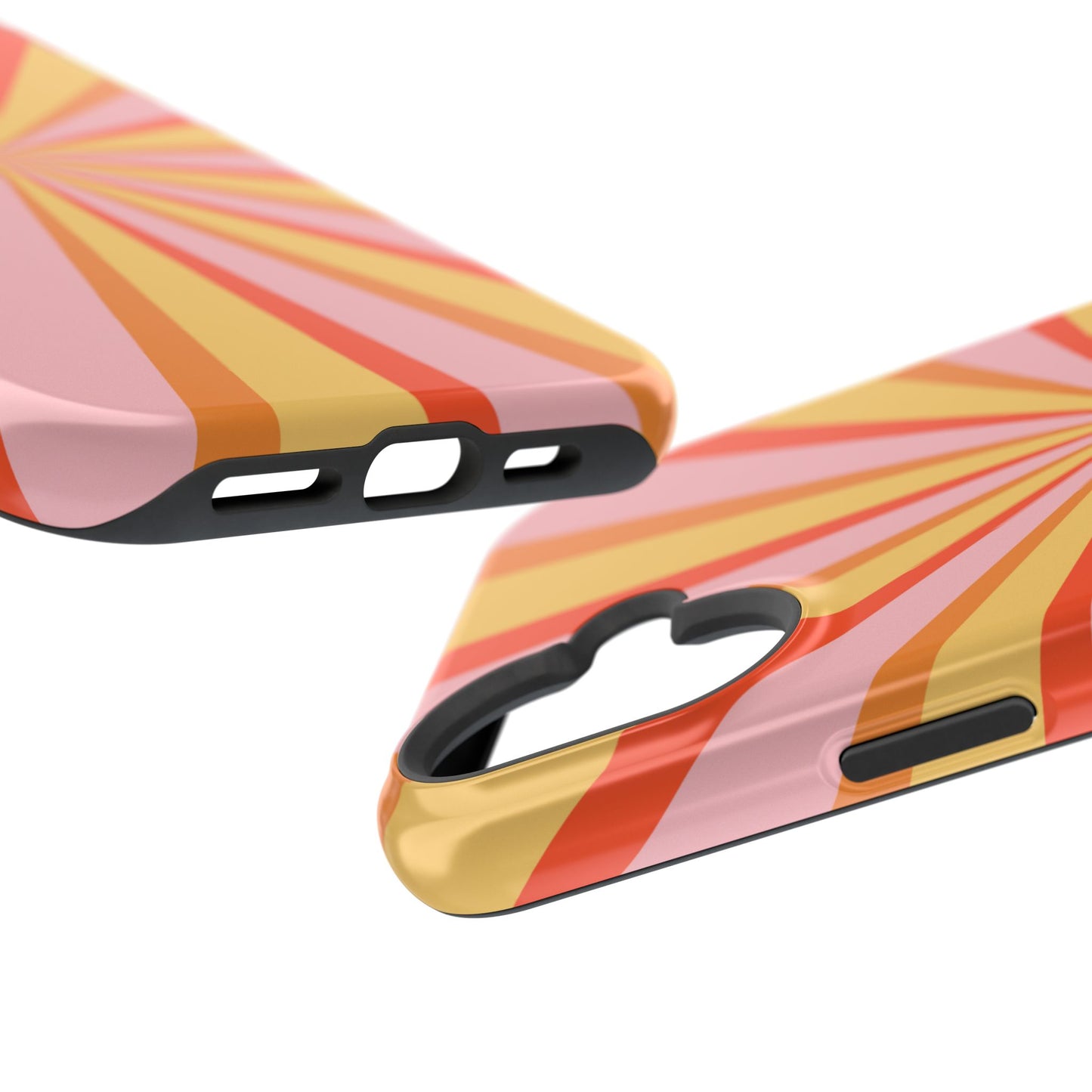 Bold Retro Sunburst MagSafe iPhone Case – Vibrant 70s-Inspired Rays in Orange, Pink, and Yellow