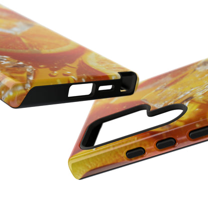 Citrus Orange Splash Samsung Galaxy Case – Dual-Layer Tough Protection, Vibrant Summer Design