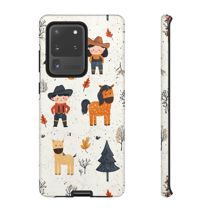 Cowboy Adventures Tough Samsung Galaxy Case – Cute Western Theme, Dual - Layer Protection - BOGO Cases