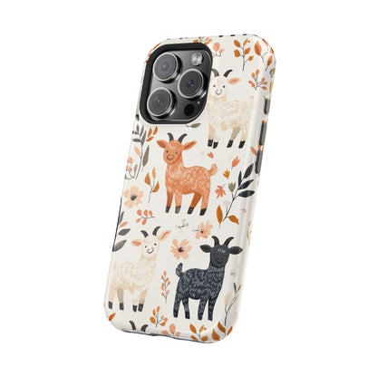 MagSafe iPhone Case: Smiley Goats & Dried Flowers – Vintage Charm