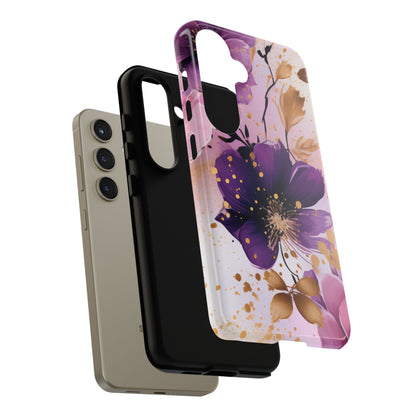 Elegant Purple & Gold Floral Samsung Galaxy Case - Luxe Flower Design