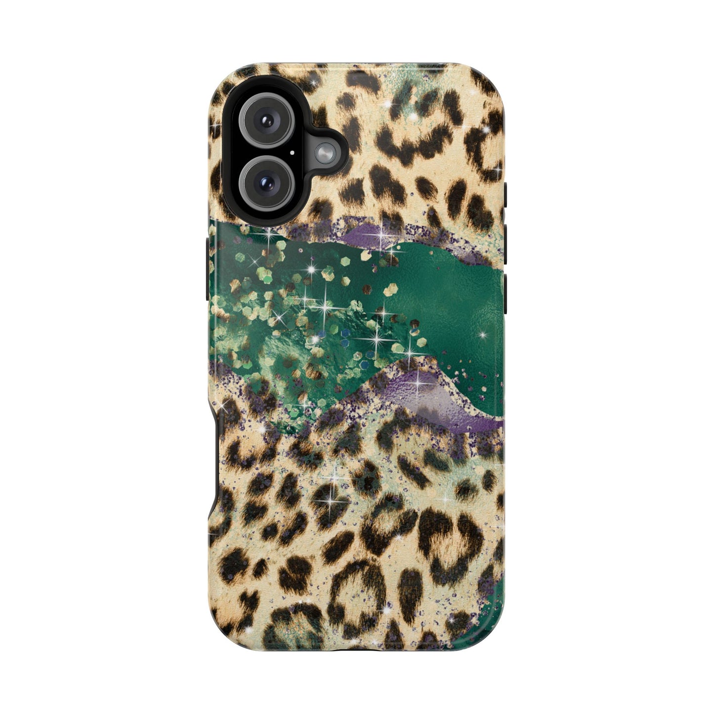 Emerald Glitter Leopard Print - MagSafe iPhone Series Case