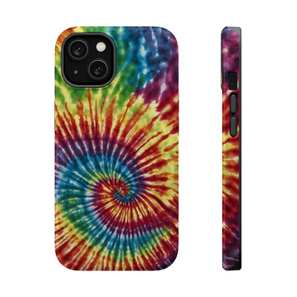 Vibrant Spiral Tie-Dye MagSafe Case – Retro Rainbow Design