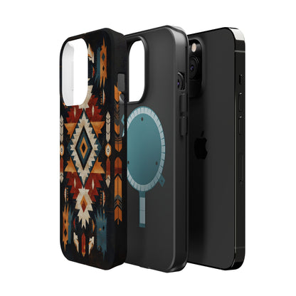 Southwestern Arrow & Diamond Tough MagSafe iPhone Case – Bold Tribal Design, Dual-Layer Protection