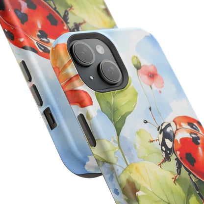 Watercolor Ladybug & Poppy Fields - MagSafe iPhone Case