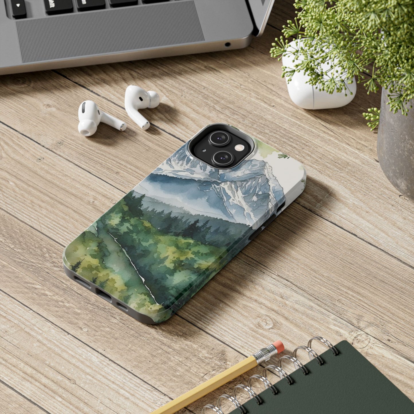 Watercolor Alpine Mountainscape - iPhone Case