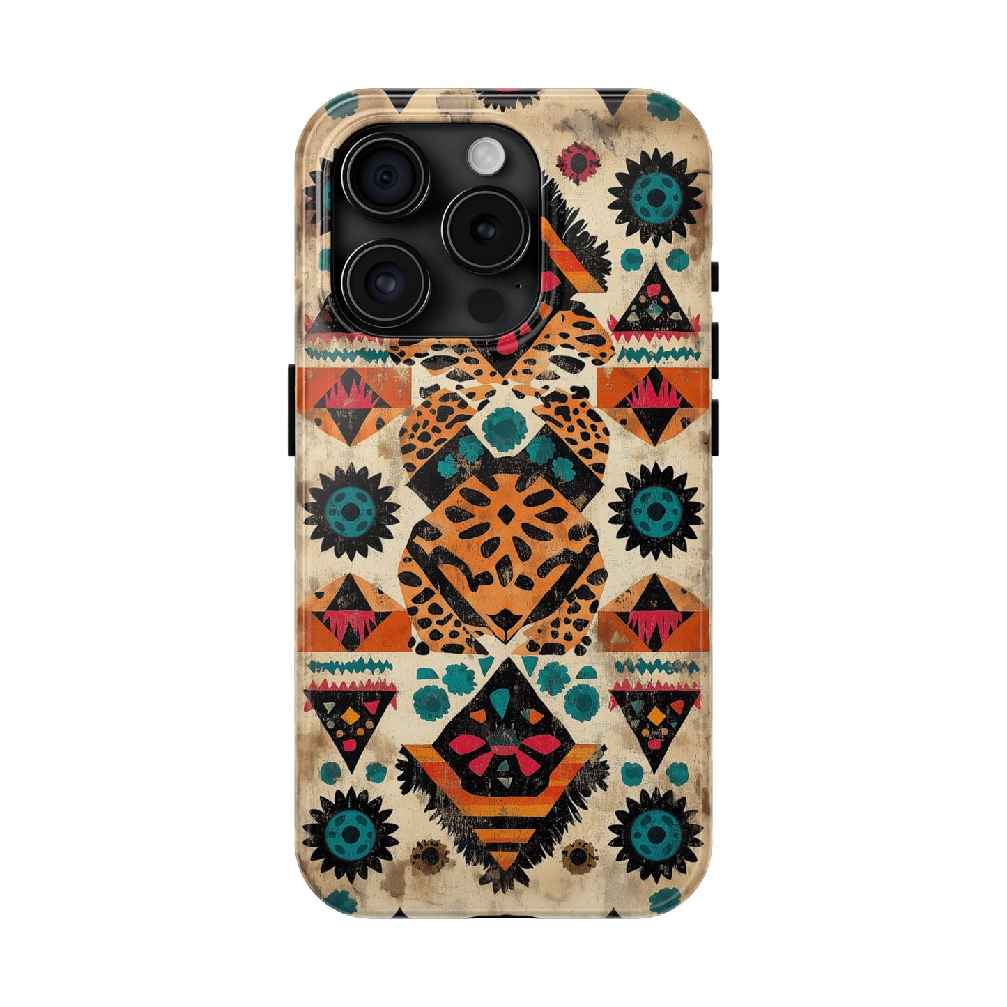 Bohemian Leopard & Tribal Floral Tough iPhone Case – Vibrant Eclectic Design, Dual - Layer Protection - BOGO Cases