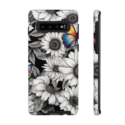 Rainbow Butterflies & Monochrome Sunflowers – Samsung Galaxy Case