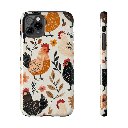 iPhone Case: Cluckin' Vintage – Chickens & Leaves