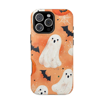 Spooky Cute Ghost MagSafe iPhone Case – Halloween Ghosts, Pumpkins, Bats & Cobwebs Design