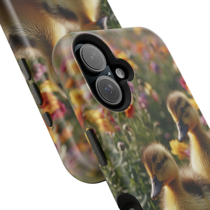 Charming Ducklings in Floral Garden - MagSafe iPhone Case