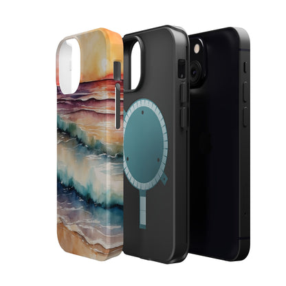 Sunset Waves MagSafe iPhone Case – Vibrant Watercolor Design