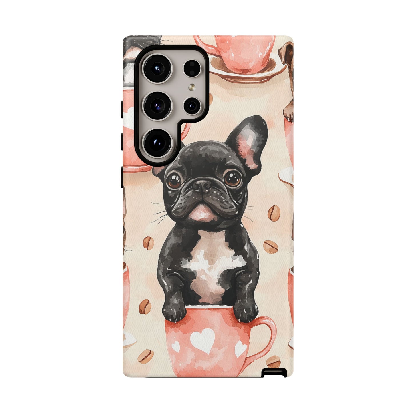 French Bulldog in Coffee Cup  Samsung Galaxy  Case – Cute Dog Art, Shockproof & Slim Design