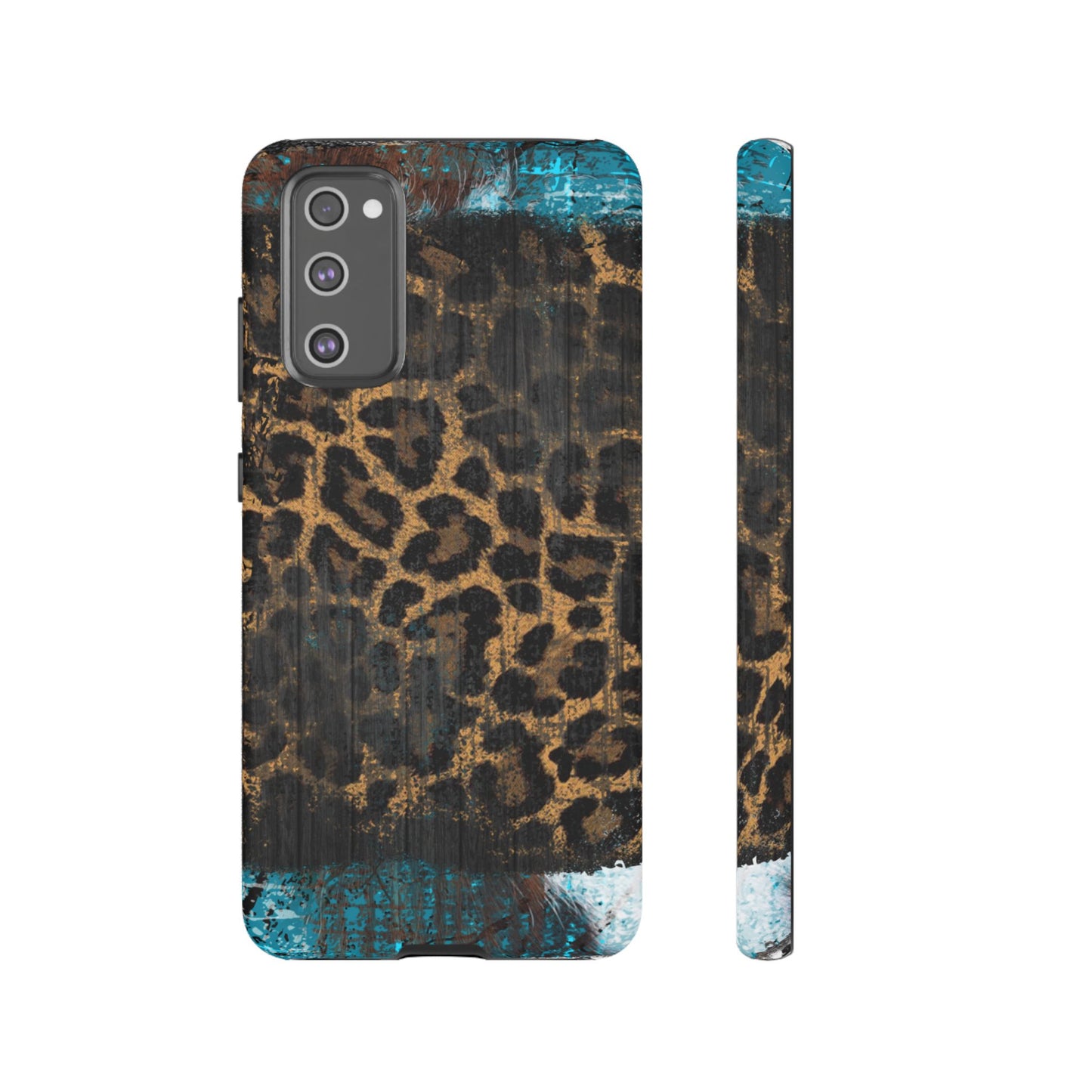 Boho Leopard and Turquoise Tough Samsung Galaxy Case – Rustic Western Design with Dual-Layer Protection