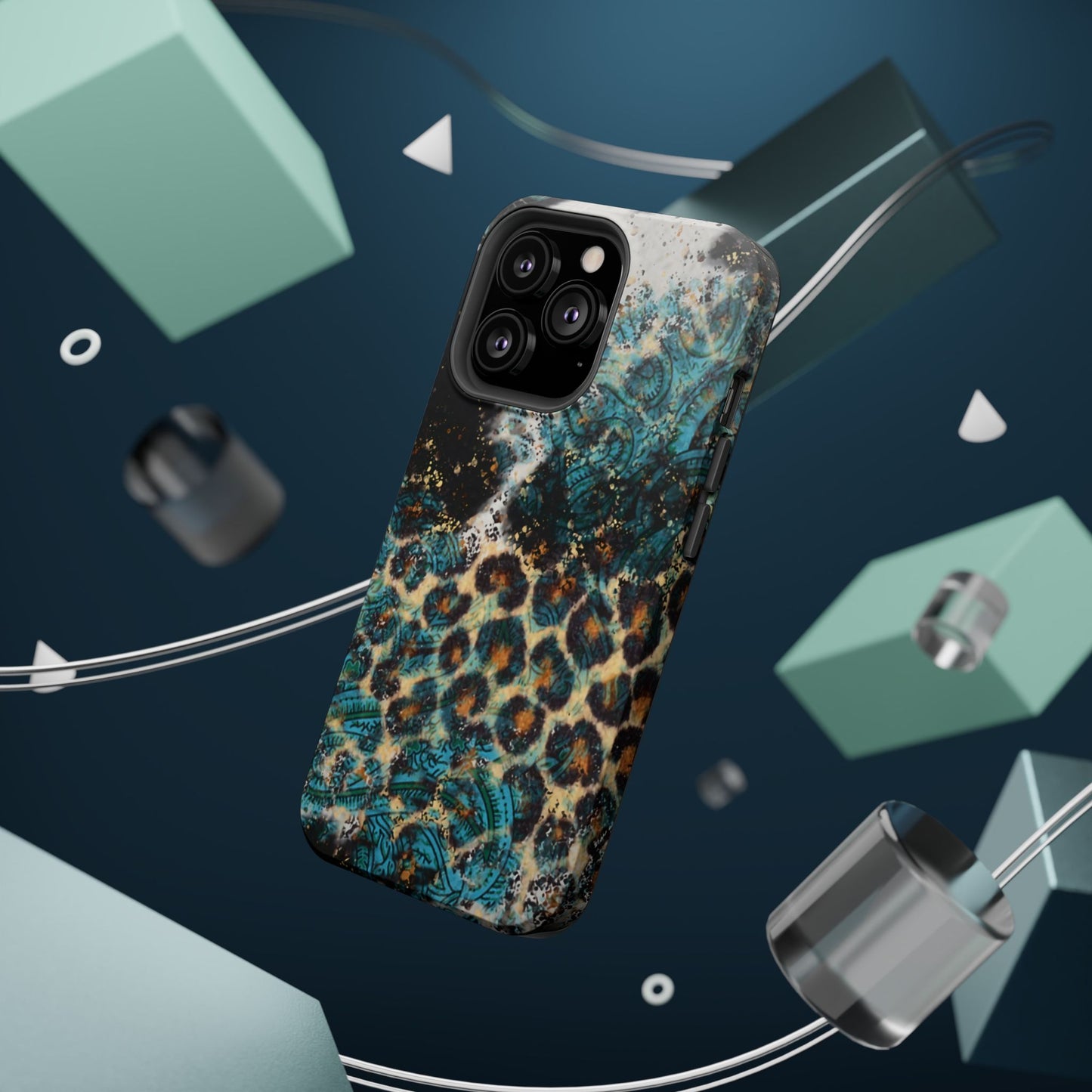 Turquoise Paisley Cowhide Leopard - MagSafe iPhone Series Case