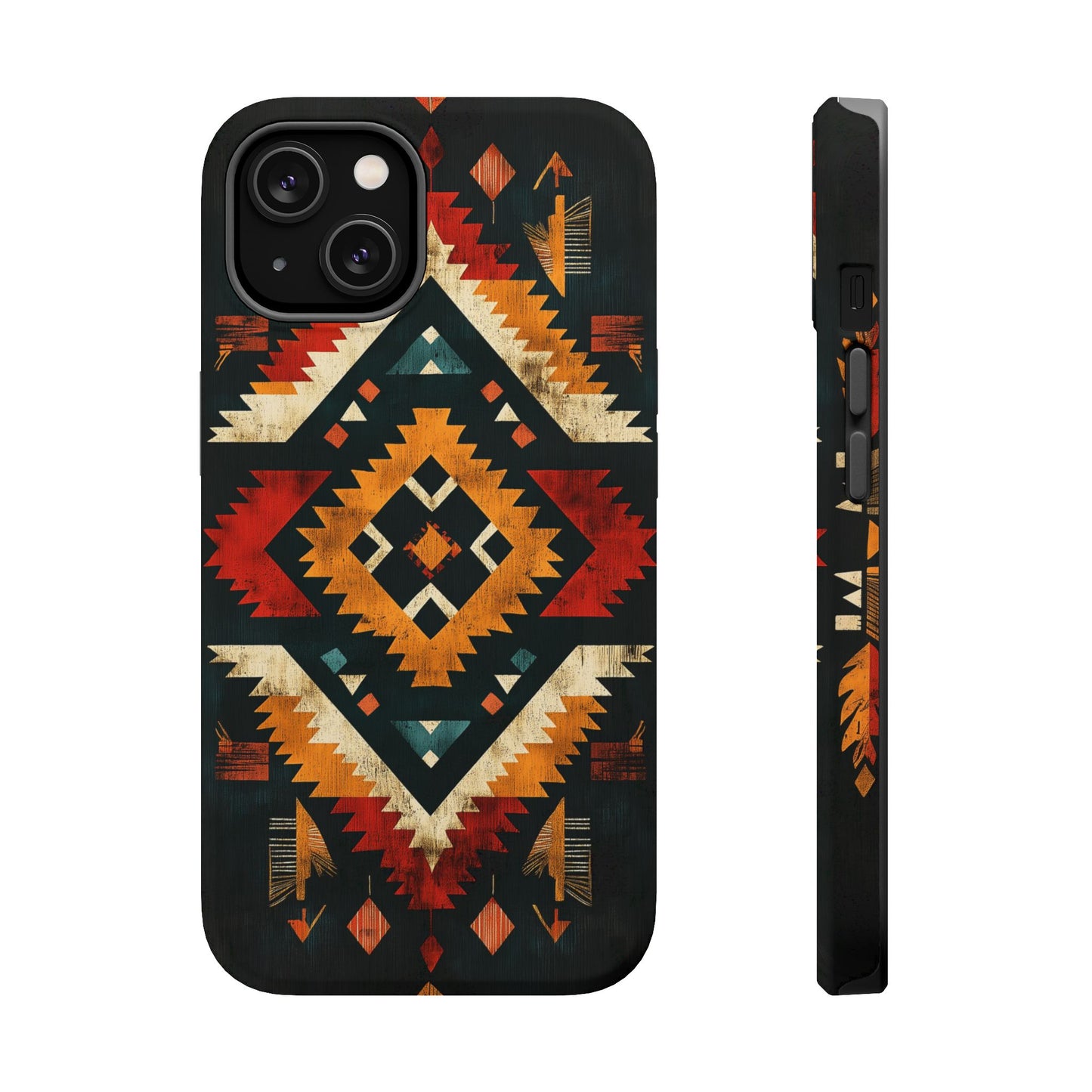 Southwestern Tribal Diamond Tough MagSafe iPhone Case – Bold Geometric Pattern, Dual-Layer Protection