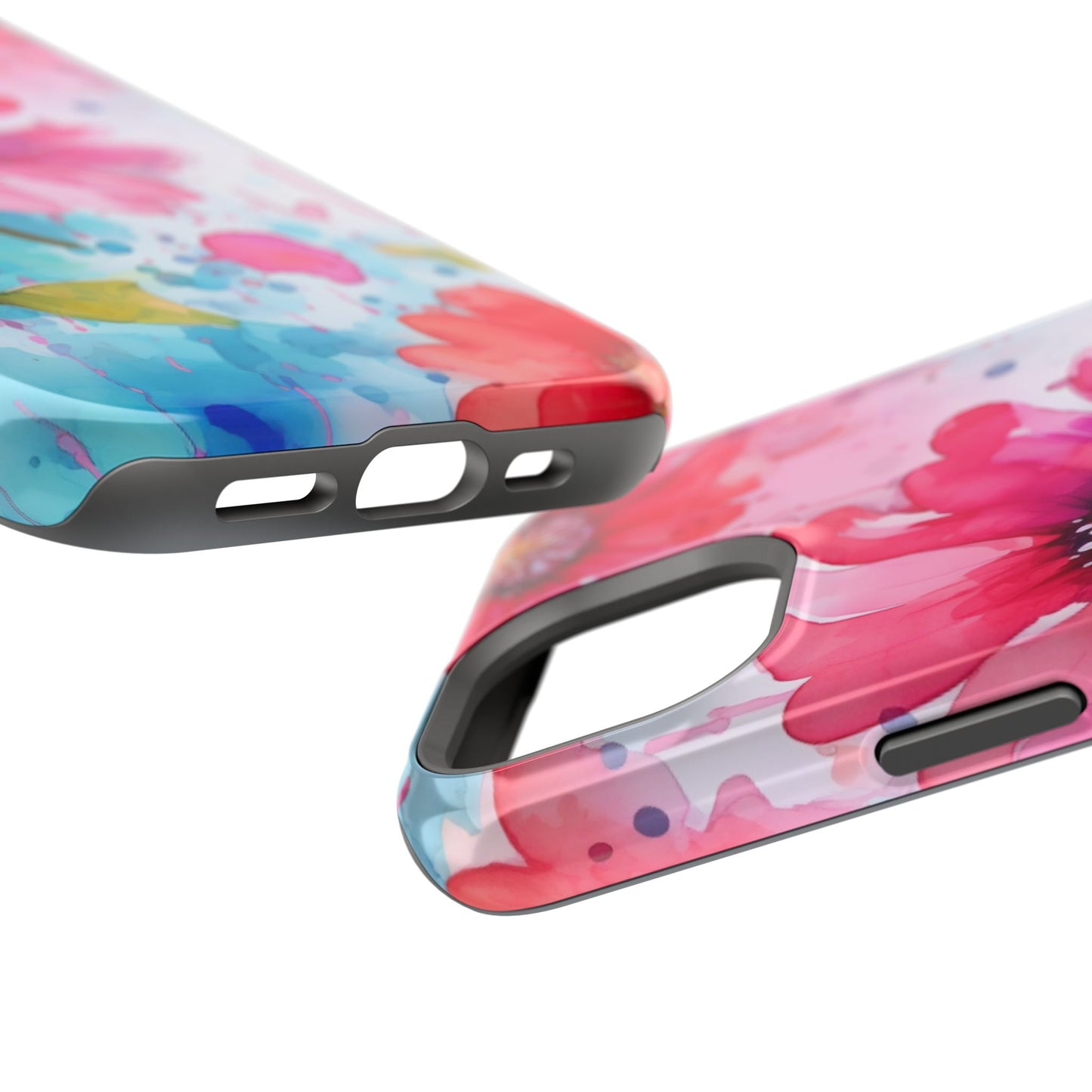 Vibrant Watercolor Red & Pink Floral - MagSafe iPhone Case