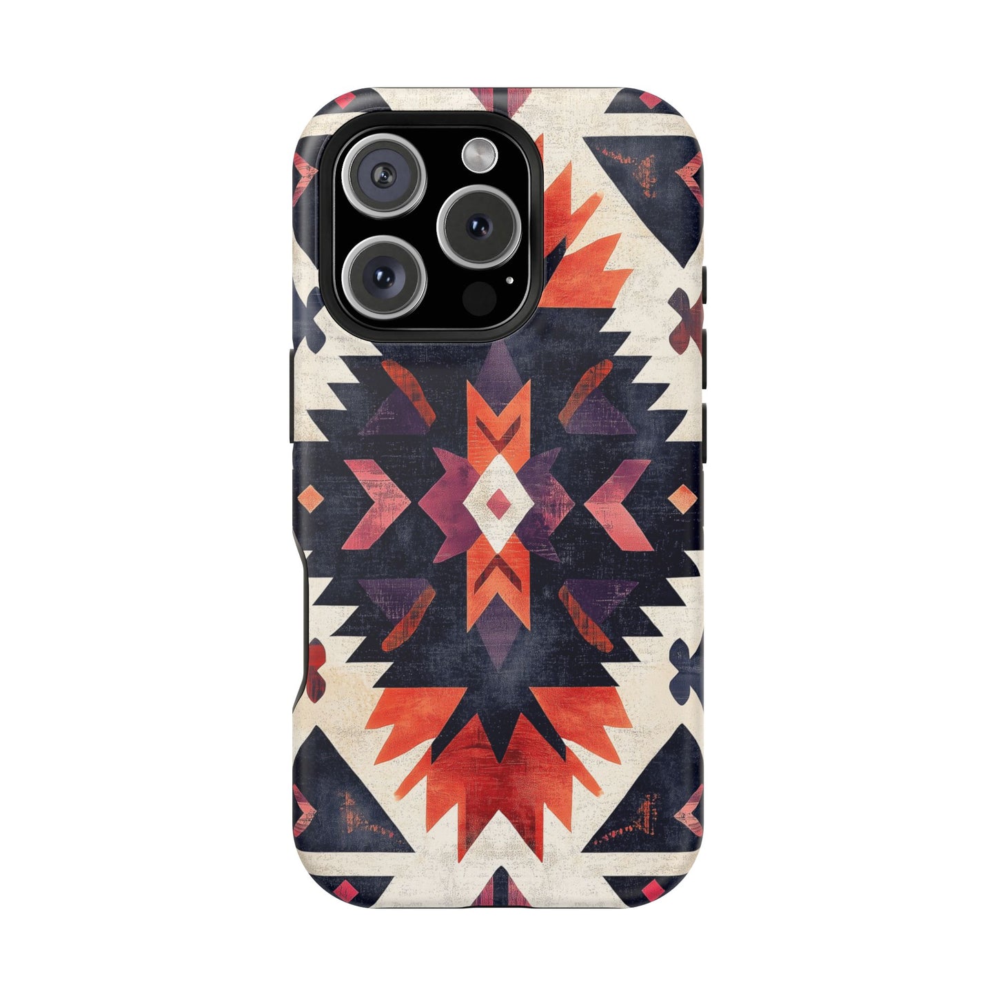 Boho Tribal Starburst Tough MagSafe iPhone Case – Vibrant Geometric Design, Dual-Layer Protection