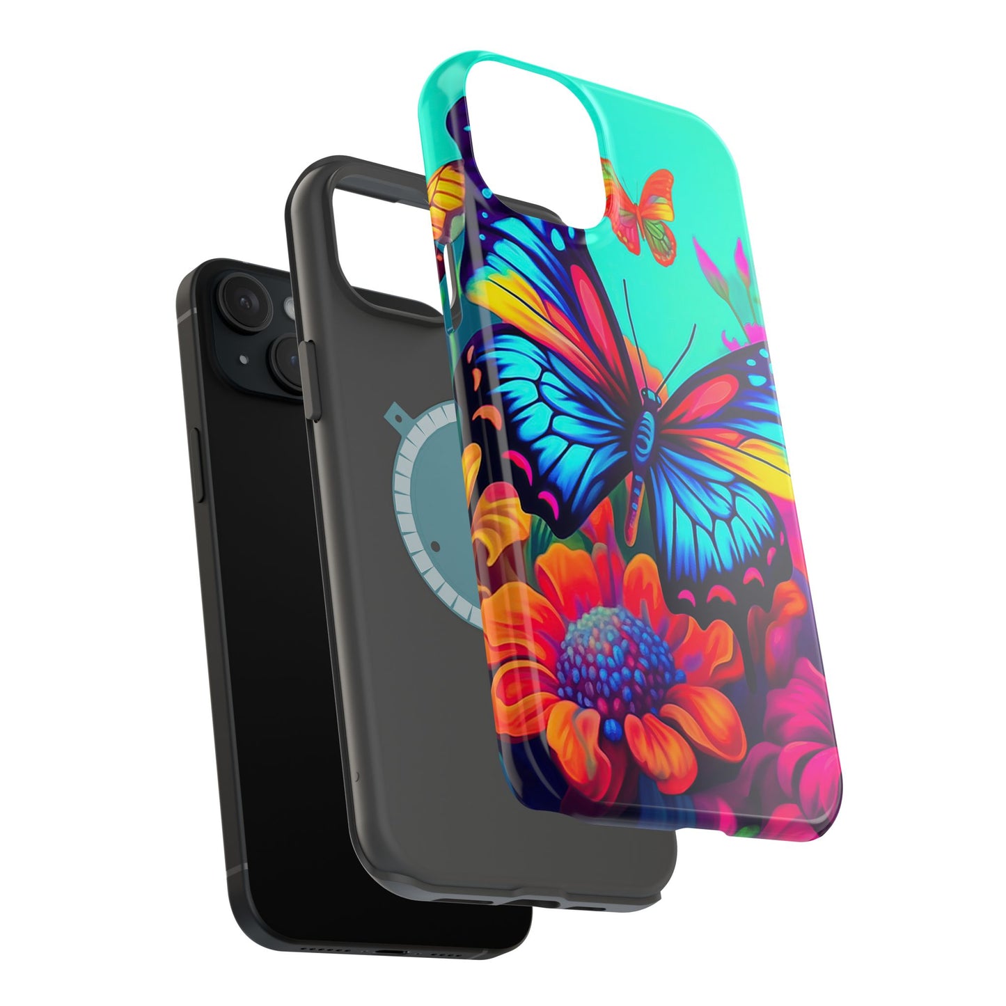 Vivid Butterfly & Floral Burst - MagSafe iPhone Case