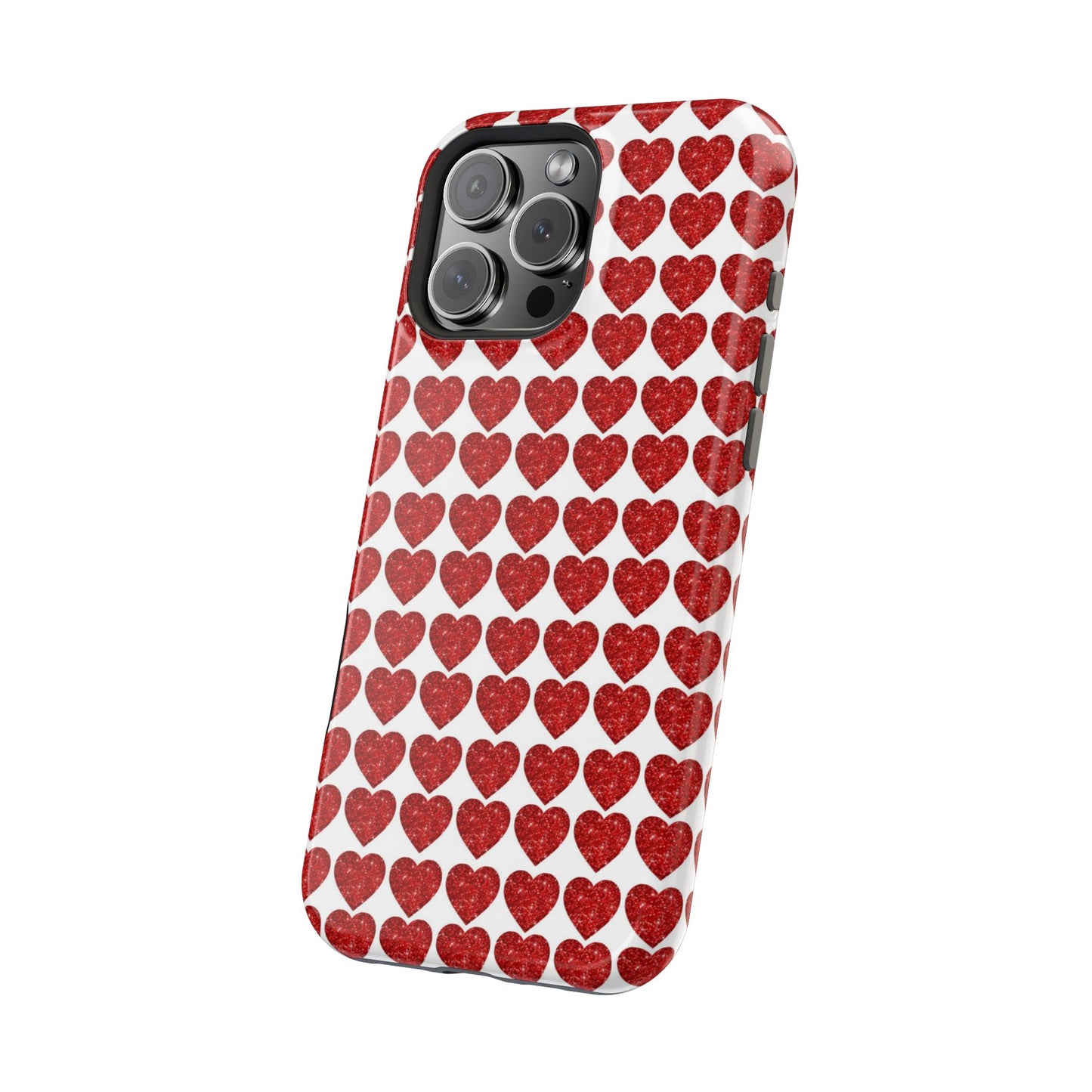 Red Glitter Hearts Charm MagSafe Case