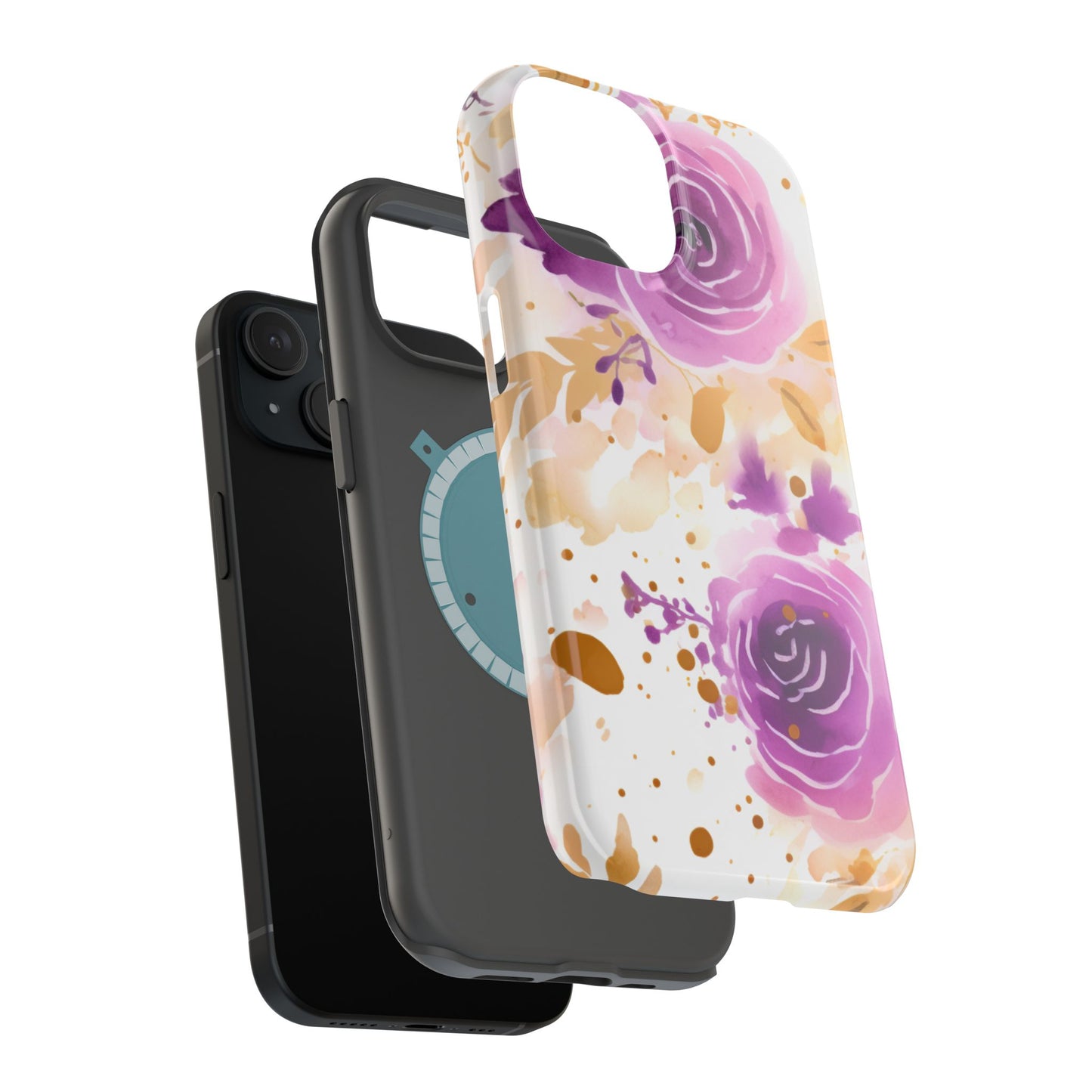 Soft Purple & Gold Floral Splash - MagSafe iPhone Series Case