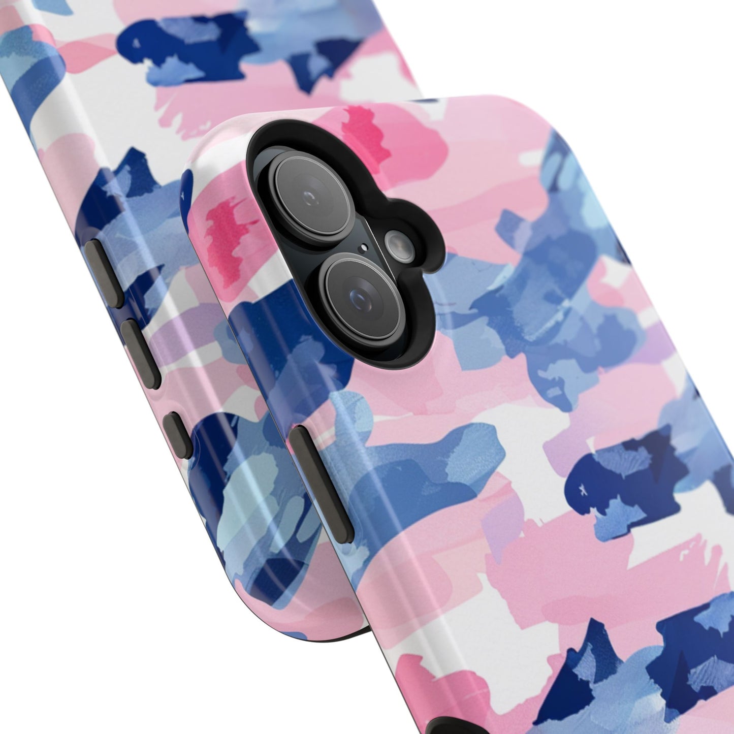 MagSafe Case: Dynamic Pink & Navy Brushstroke Art