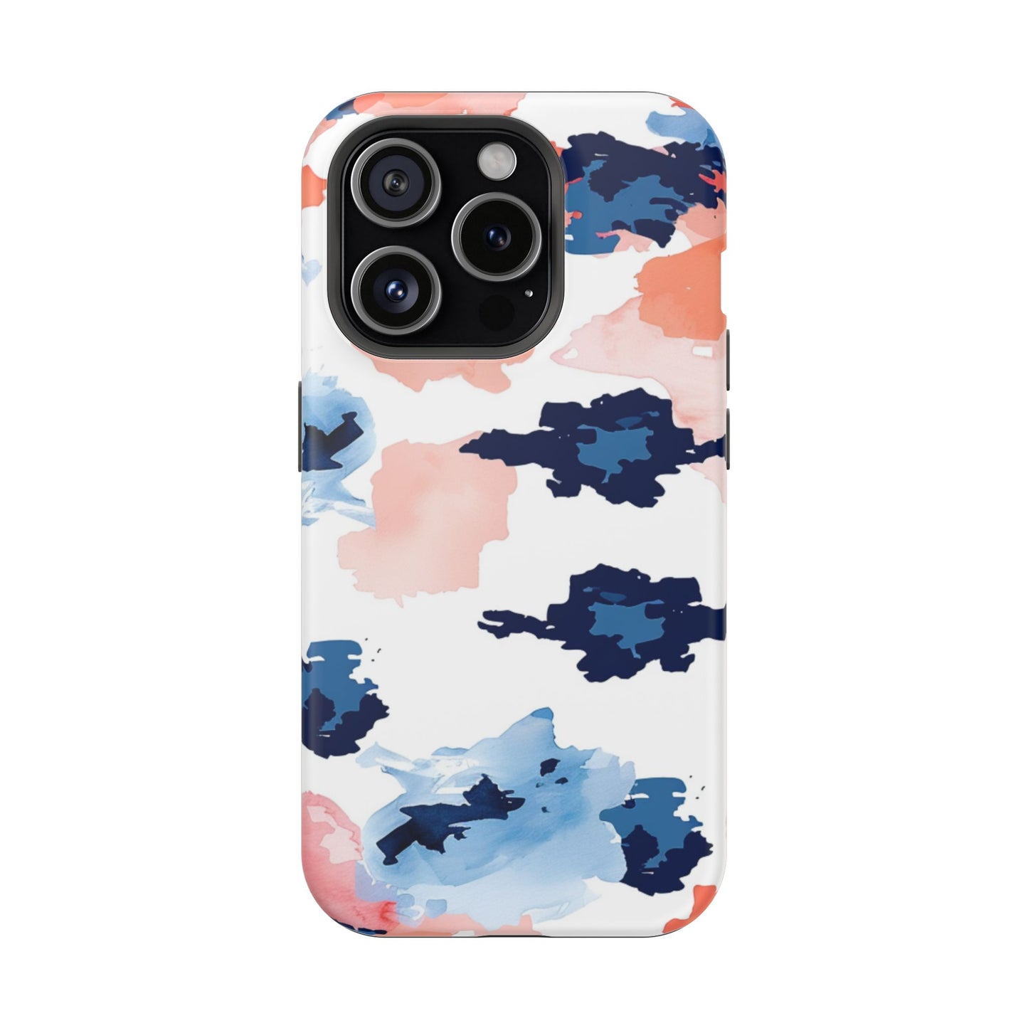 Abstract Coral & Navy Watercolor Design – MagSafe iPhone Case