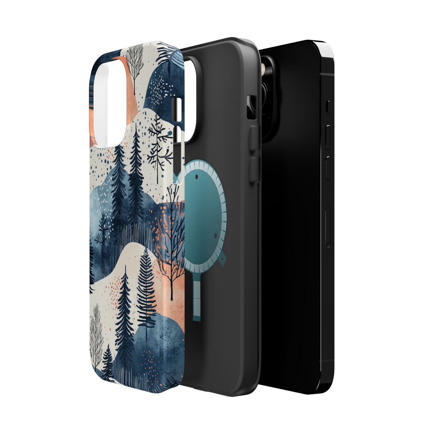 Winter Forest MagSafe iPhone Case | Watercolor Trees & Mountains