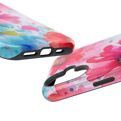 Vibrant Watercolor Red & Pink Floral - MagSafe iPhone Case