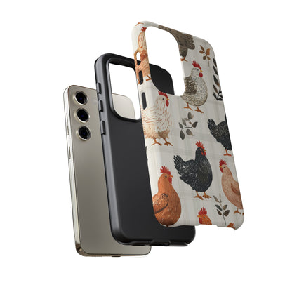 Samsung Galaxy Case: Vintage Chicken & Leaves – Farmhouse Style Case