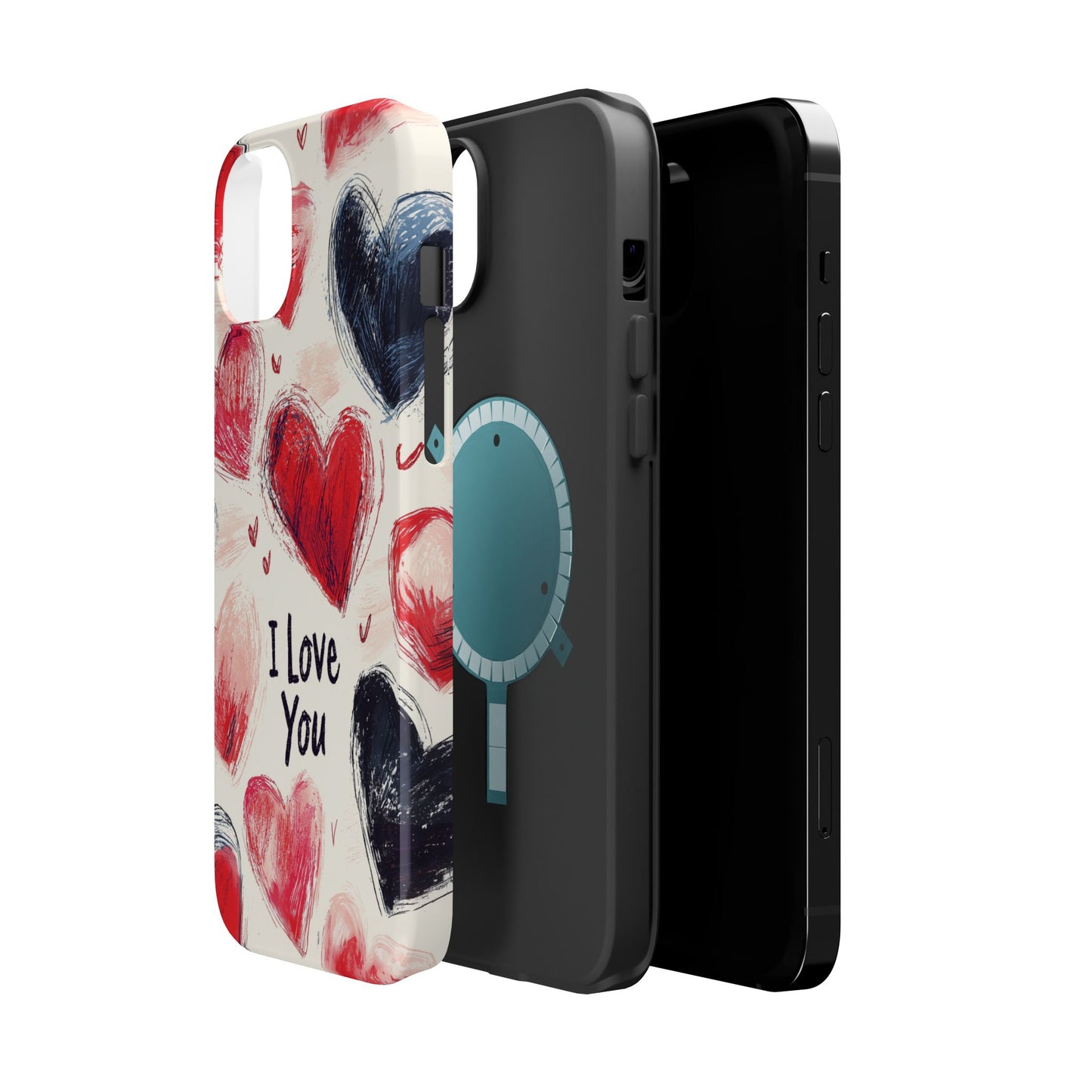 Brushstroke Hearts of Love "I Love You" - MagSafe Compatible Case