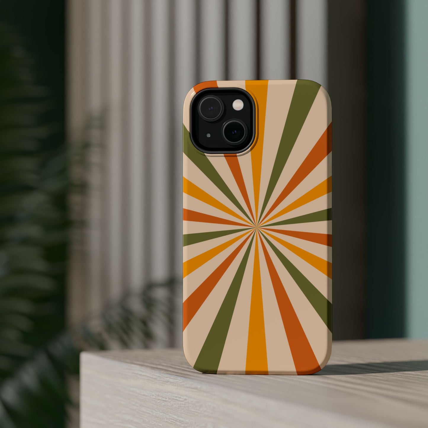 Retro Sunburst MagSafe iPhone Case – Bold Geometric Design, Durable Shockproof Protection