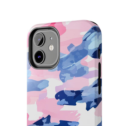 iPhone Case: Dynamic Pink & Navy Brushstroke Art