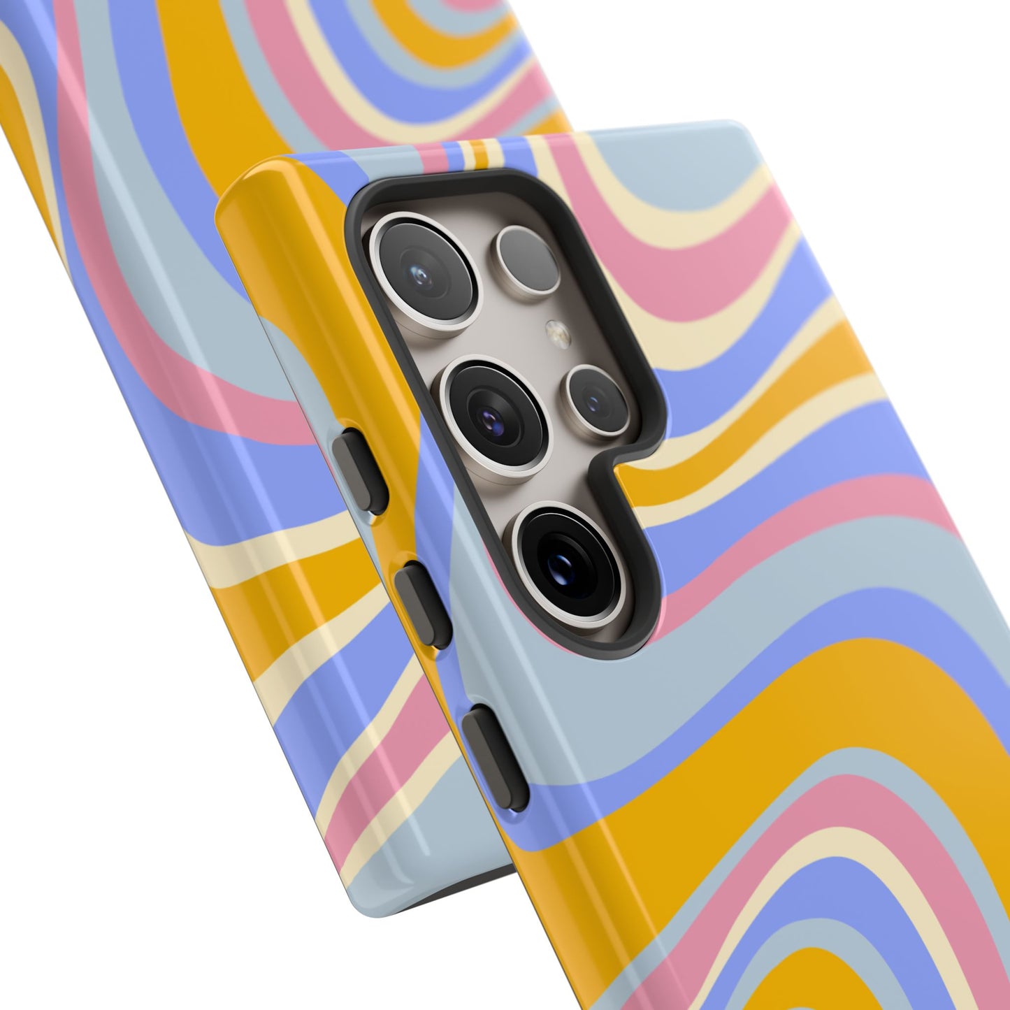 Groovy Pastel Waves Samsung Galaxy Case – 70s-Inspired Design with Dual-Layer Protection