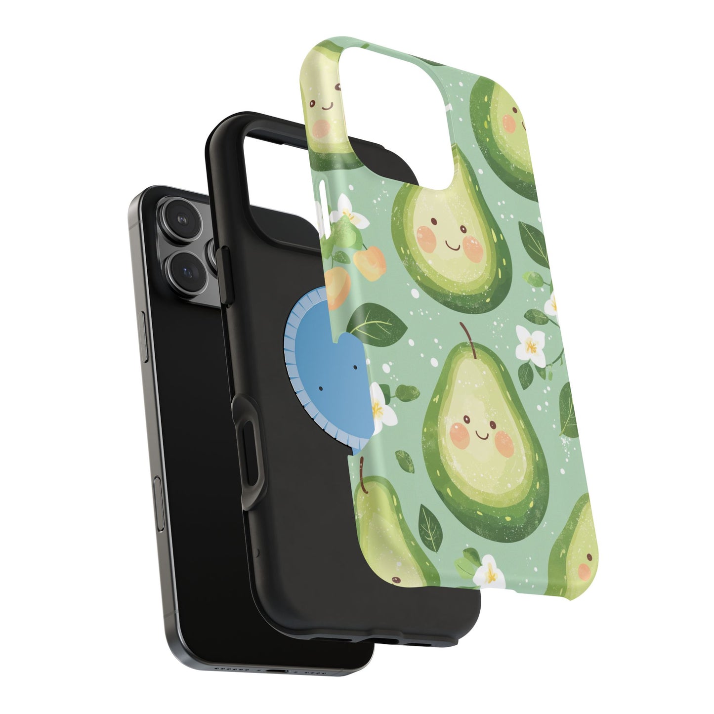 Smiling Avocados Tough MagSafe iPhone Case – Cute Avocado Design, Dual-Layer Protection