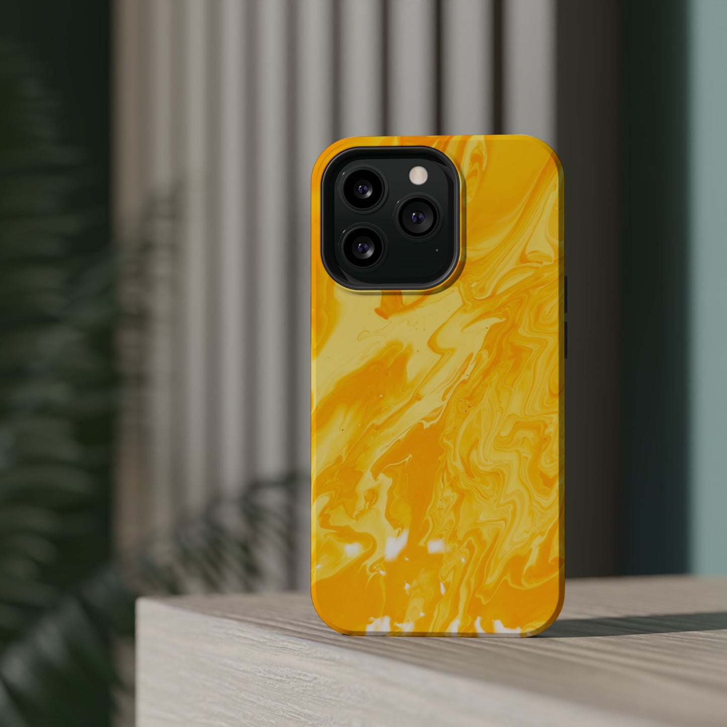 Luxe Yellow Marble MagSafe iPhone Case – Bold Golden Elegance with Magnetic Precision