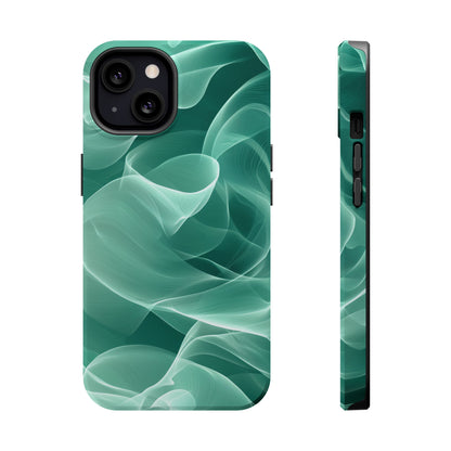 Emerald Flow MagSafe iPhone Case – Translucent Green Fabric-Inspired Design