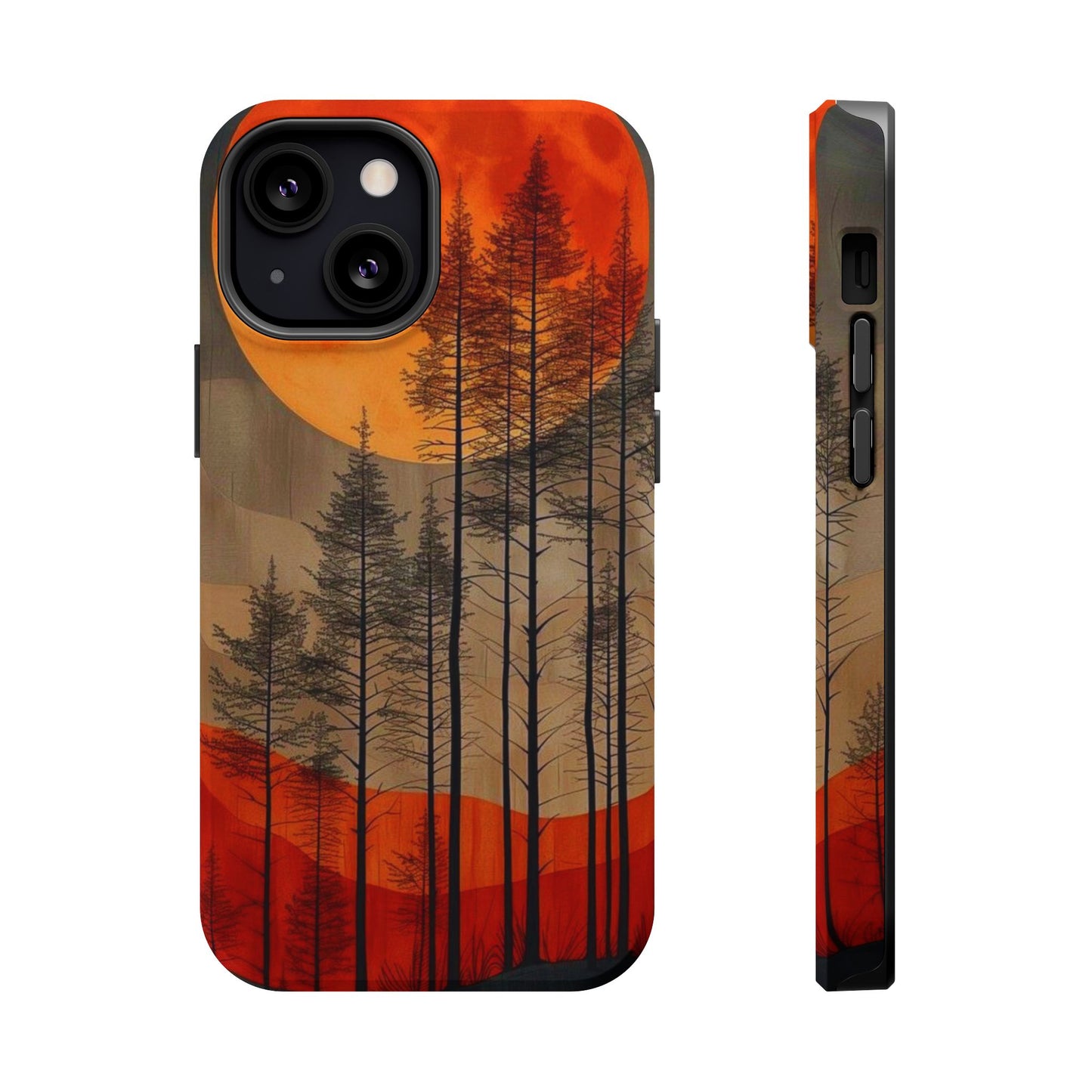 Moody Forest Moonrise MagSafe iPhone Case – Dark Landscape Design, Dual-Layer Protection