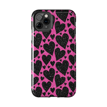 Pink Glitter Hearts iPhone Case