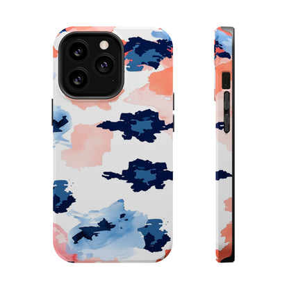 Abstract Coral & Navy Watercolor Design – MagSafe iPhone Case