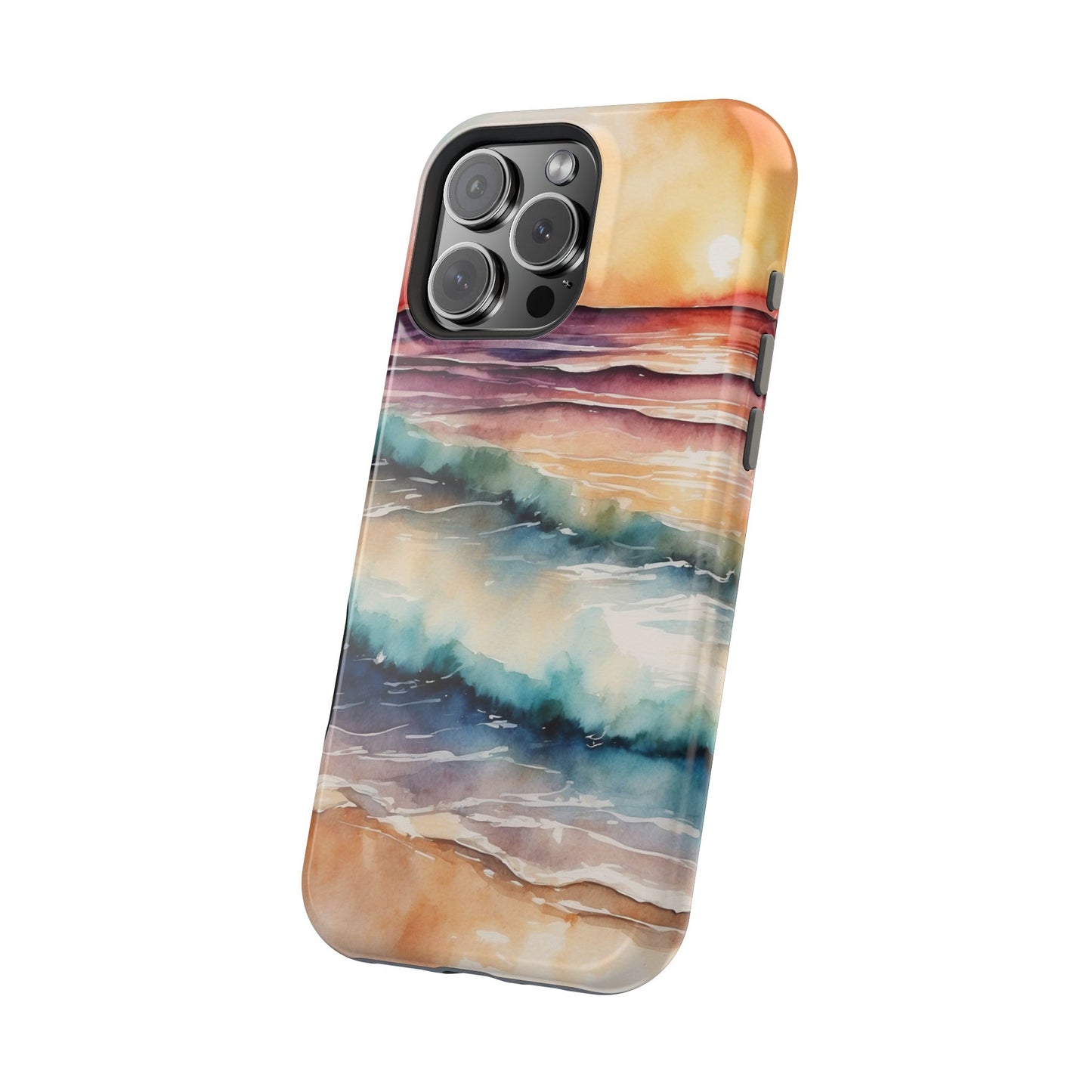 Sunset Waves MagSafe iPhone Case – Vibrant Watercolor Design