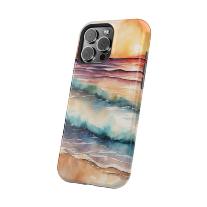 Sunset Waves MagSafe iPhone Case – Vibrant Watercolor Design