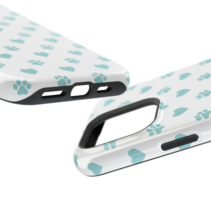 Mint Green Paw Print & Heart MagSafe Case – Pet Lover’s Magnetic Style