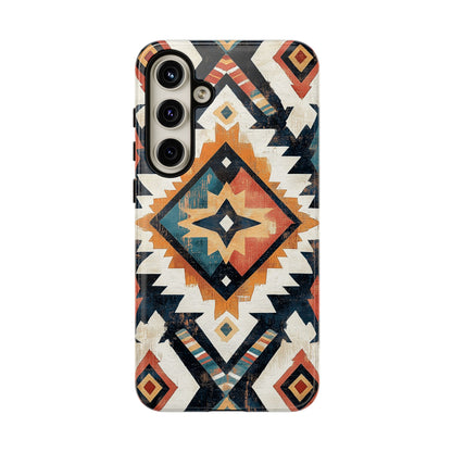 Vintage Southwestern Diamond Tough Samsung Galaxy Case – Rustic Tribal Design, Dual - Layer Protection - BOGO Cases