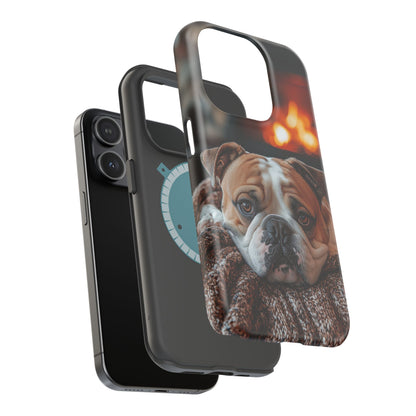 Cozy Bulldog MagSafe Case – Fireside-Inspired Protective Cover