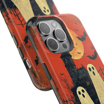 Haunted House & Ghosts MagSafe iPhone Case – Spooky Halloween Full Moon Design