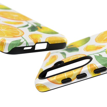 Sunny Citrus Grove Tough Samsung Galaxy Case – Watercolor Orange Design, Dual - Layer Protection - BOGO Cases