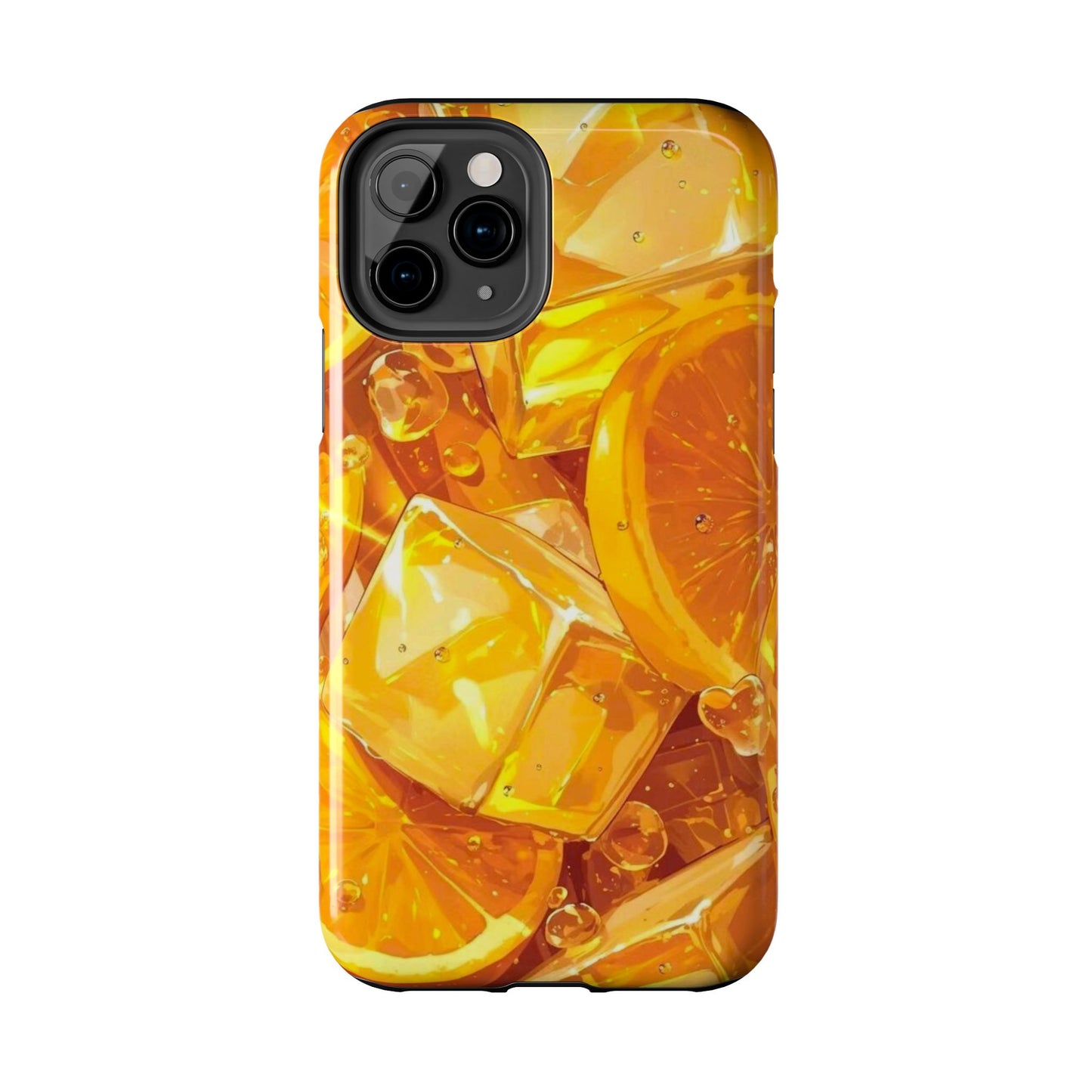 Citrus Splash iPhone Case – Bright Orange Slices & Ice, Dual-Layer Protection